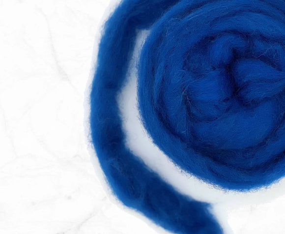 Carded Corriedale Wool Sliver Colour Fusion Deep Blue