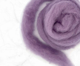 Carded Corriedale Wool Sliver Colour Lavender