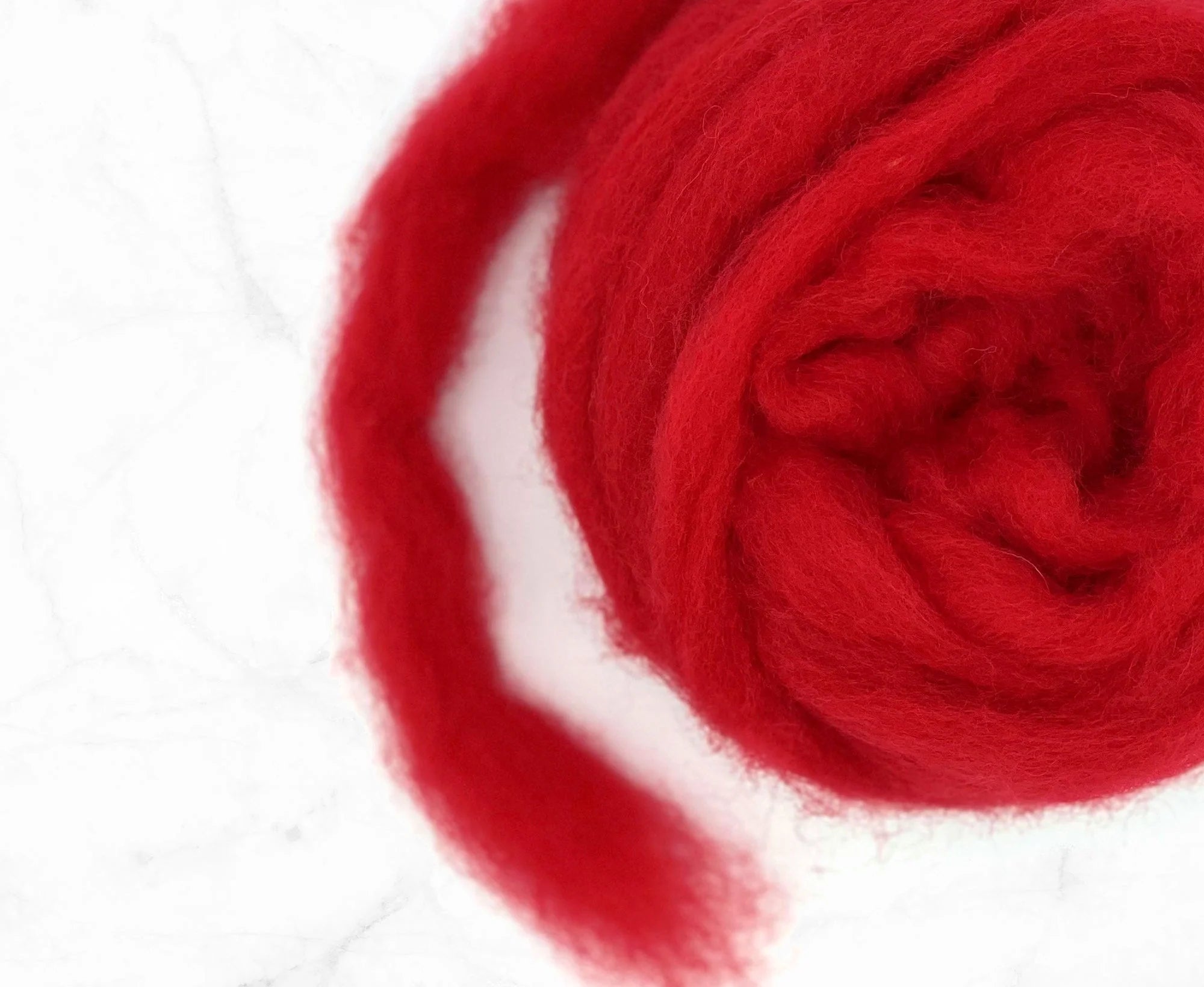 Carded Corriedale Wool Sliver Colour Scarlet Red