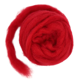 Carded Corriedale Wool Sliver Colour Scarlet Red