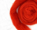 Carded Corriedale Wool Sliver Colour Begonia Red