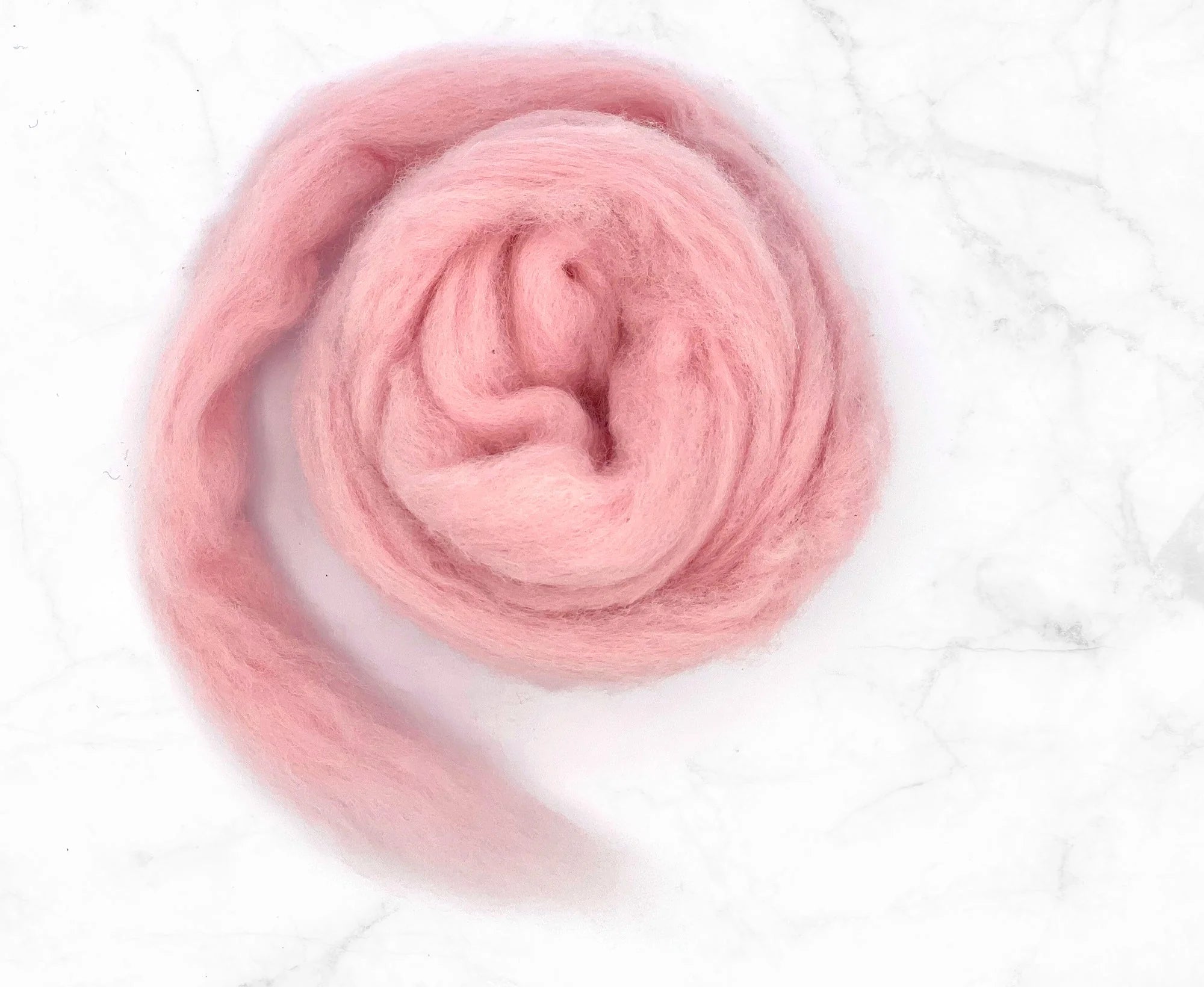Carded Corriedale Wool Sliver Colour Candy Floss Pink