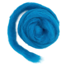 Carded Corriedale Wool Sliver Colour Mediterranean Blue