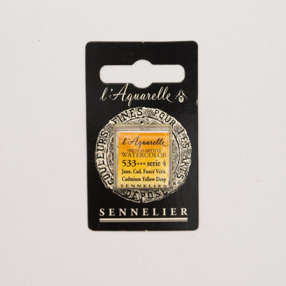 Sennelier L'Aquarelle Watercolour Paint Half Pan - Cadmium Yellow Deep