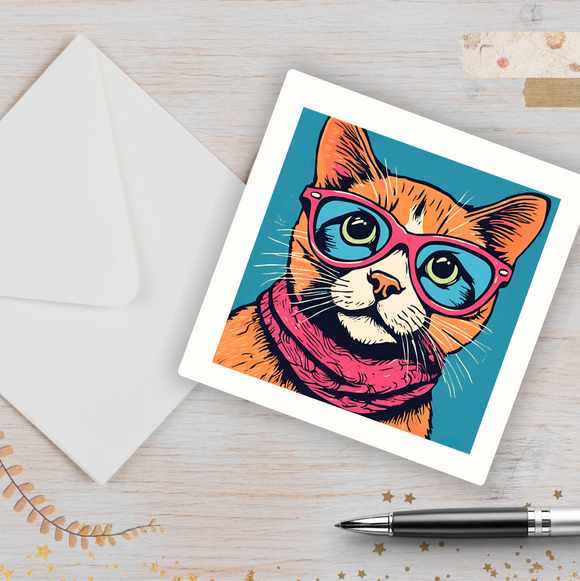 Cool Cat Greetings Card & Envelope
