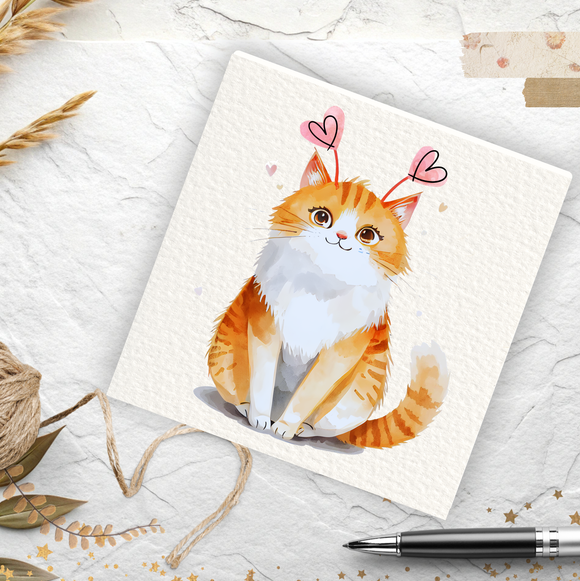 ginger cat greetings card