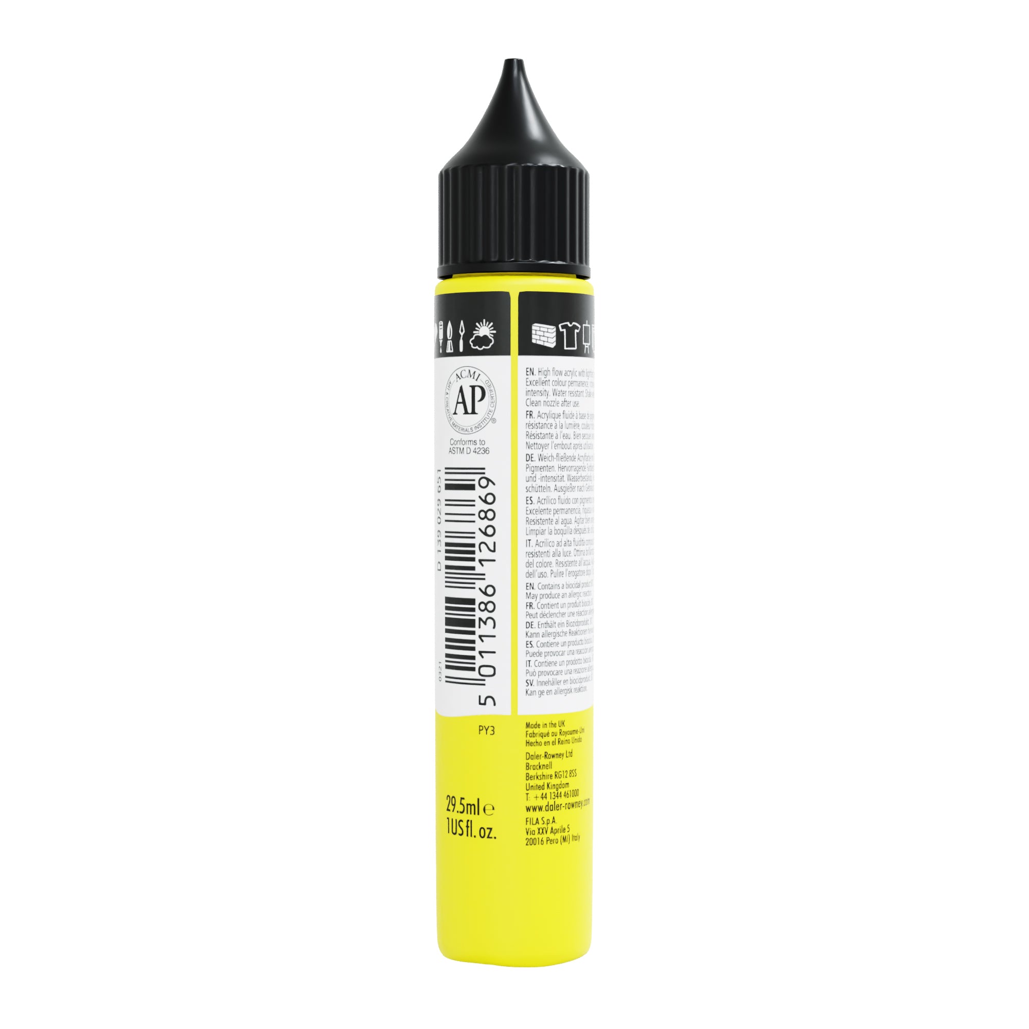 Daler Rowney System Fluid Acrylic Paint 29.5 ml Lemon Yellow