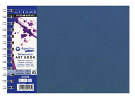 Daler Rowney Aquafine Watercolour Book A5 300 gsm Wirebound Landscape Navy