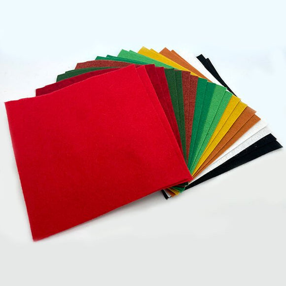 Wool Mix FS6-1  Felt 6 x 6 inches square mixed pack of 20 sheets