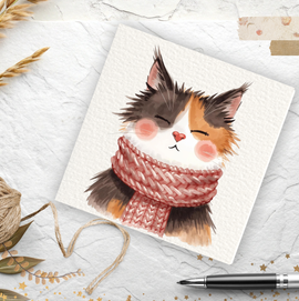Fluffy Cat - Greetings Card & Envelope