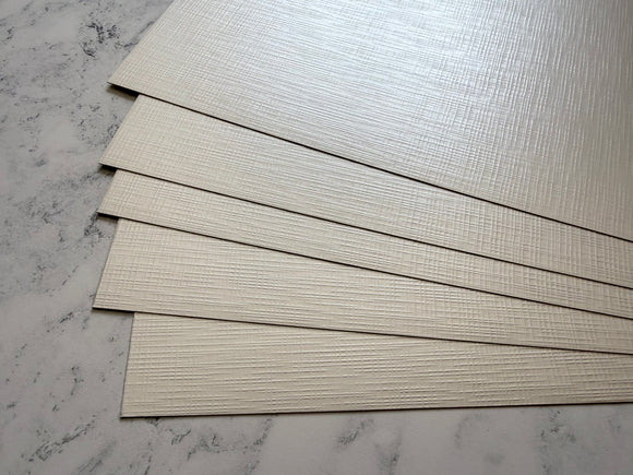A4 Embossed Linen textured Pearlescent Card 320 gsm - Ivory x 10 sheets