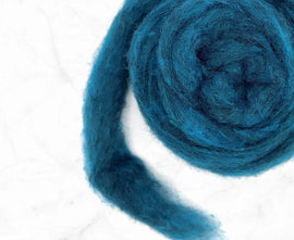 Carded Corriedale Wool Sliver Colour Ocean Blue 50g e