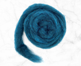 Carded Corriedale Wool Sliver Colour Ocean Blue 50g e - 0