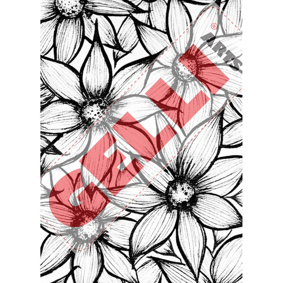 Floral design with red text overlay on a white background