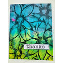 Card with floral design and 'thanks' text on a white background