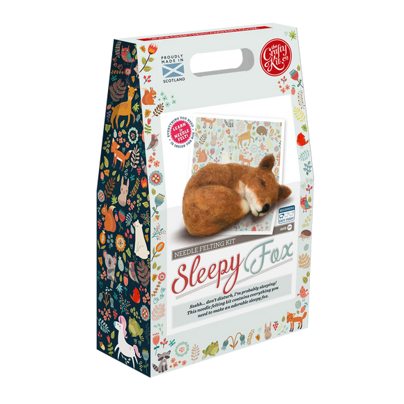 The Crafty Kit Company Sleepy Fox Needle Felting Craft Kit