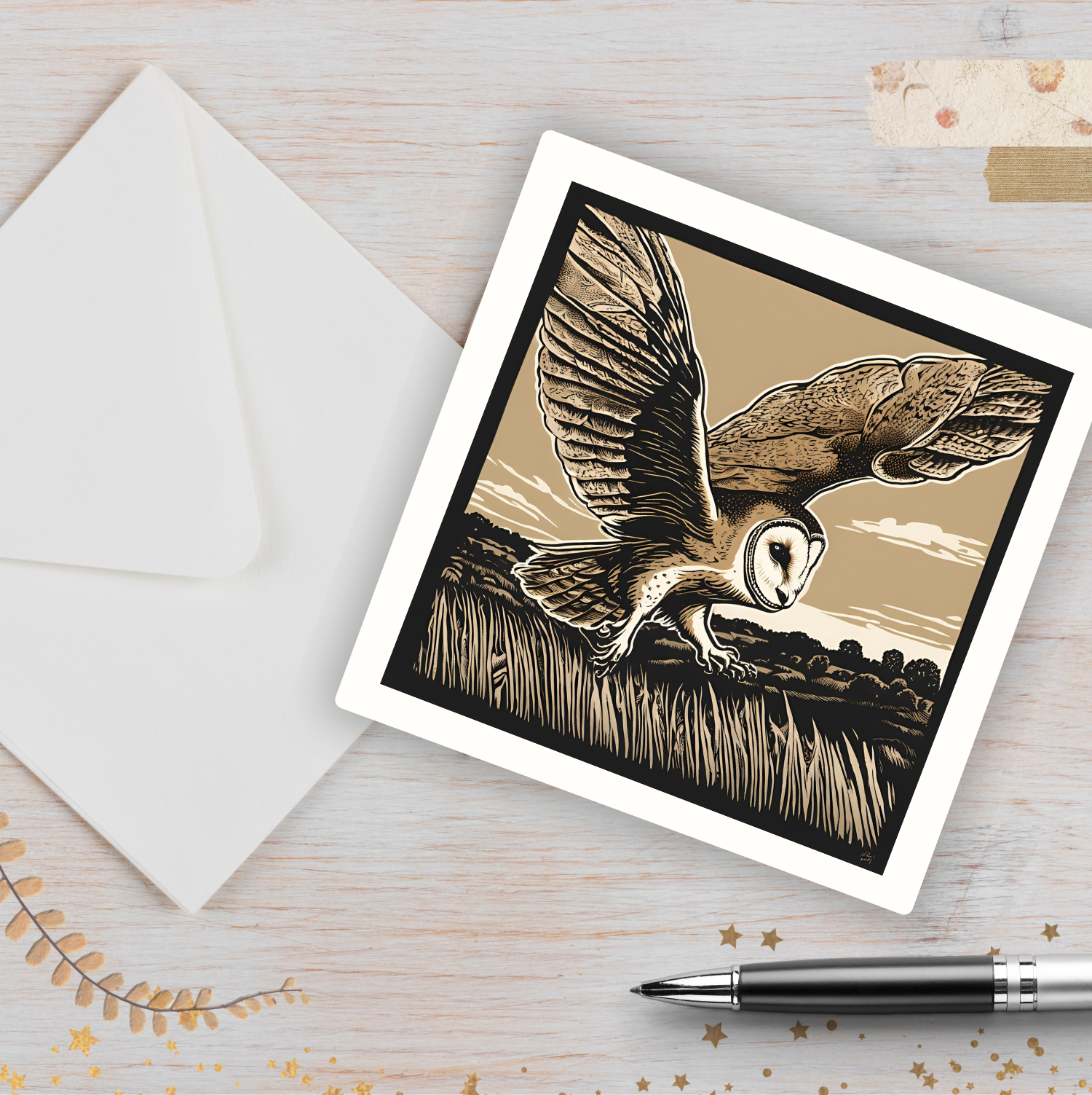 Barn Owl Greetings Card & Envelope