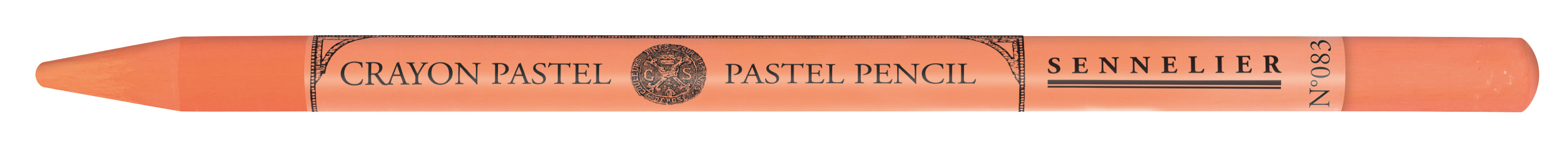 Sennelier pastel pencil in a bright orange color on a white background