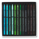Set of colored pastel pencils in a black box