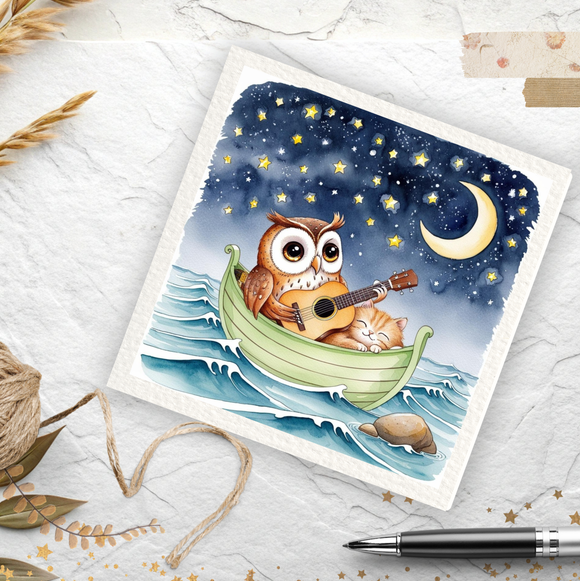 Owl & The Pussy Cat - Greetings Card & Envelope