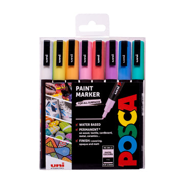 POSCA Medium Bullet tipped Marker Pens Assorted Pastel Colours Pack of 8 pens PC 3M