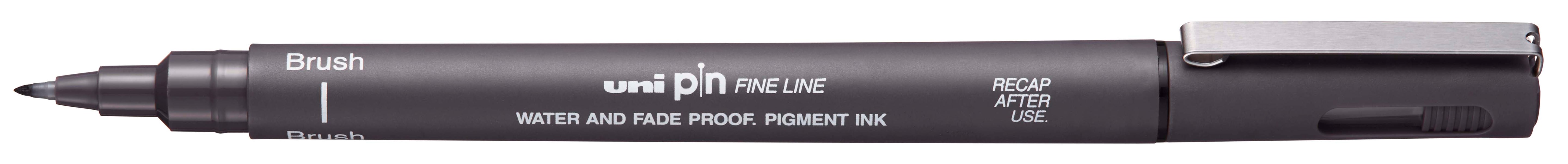 Uni Pin Fine Line Dark Grey Waterproof Drawing Pen Brush tip