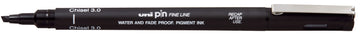 Uni Pin Black Waterproof Drawing Pen Chisel Tip 3.0 / CS3