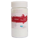 Jar of glitter with a red label on a white background