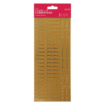 Peel Off Sticker Sheet Happy Christmas Gold