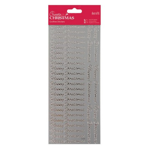 Peel Off Sticker Sheet Happy Christmas Silver