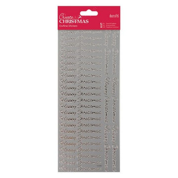 Peel Off Sticker Sheet Happy Christmas Silver