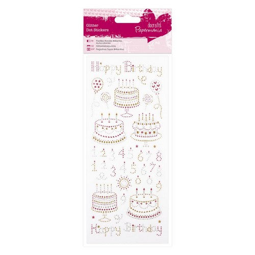 Peel Off Sticker Sheet Glitter Dot Happy Birthday