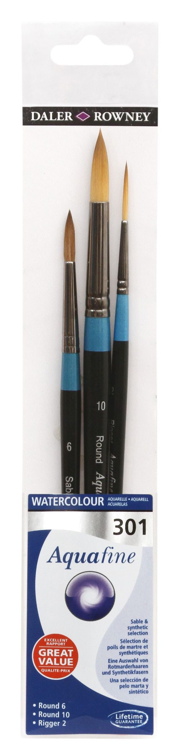 Daler Rowney Aquafine Watercolour Fine Art Brush Set 301