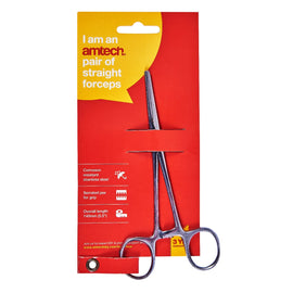 amtech straight stainless steel forceps 140mm ( 5.5") - 0