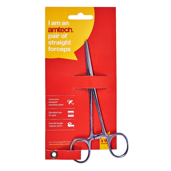 amtech straight stainless steel forceps 140mm ( 5.5")