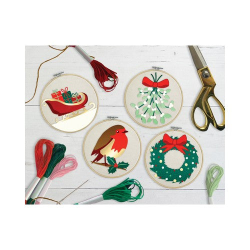 Embroidery Hoops Christmas Craft Kit Set of 4 to make