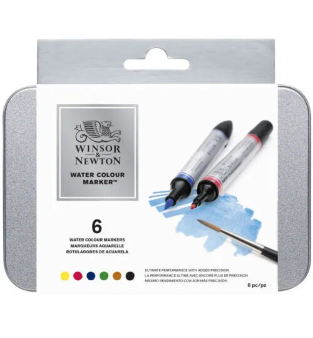 Winsor & Newton Water Colour Marker Pens x 6