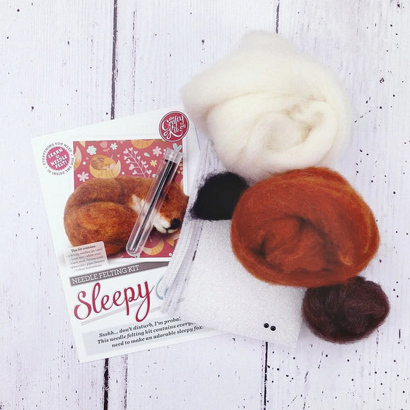 The Crafty Kit Company Sleepy Fox Needle Felting Craft Kit
