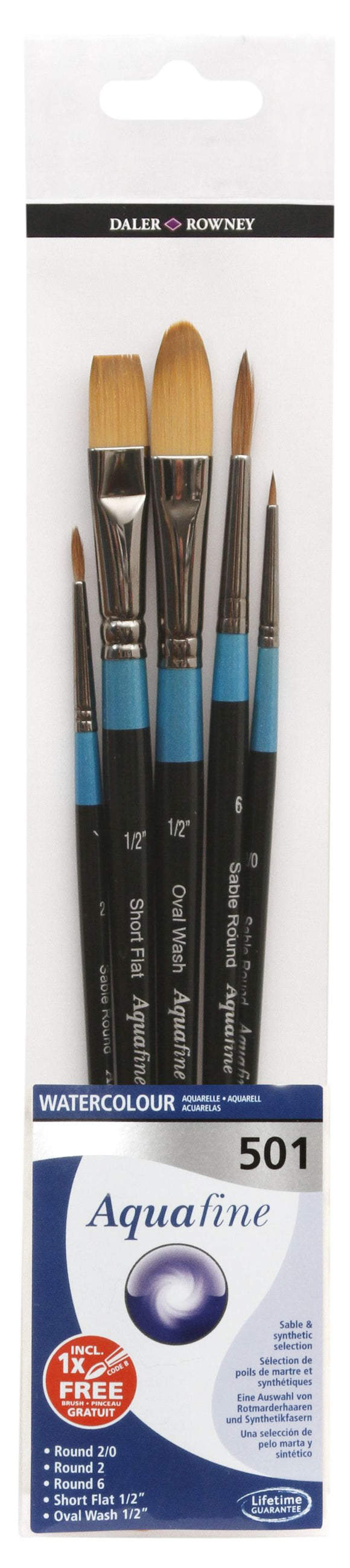 Daler Rowney Aquafine Watercolour Wallet Brush Set 501