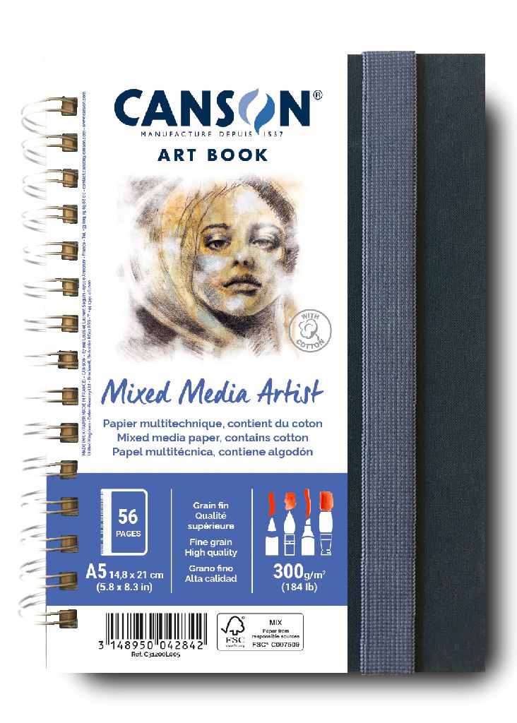 Canson Mixed Media Spiral Bound Artist Pad A5 Portrait 300gsm