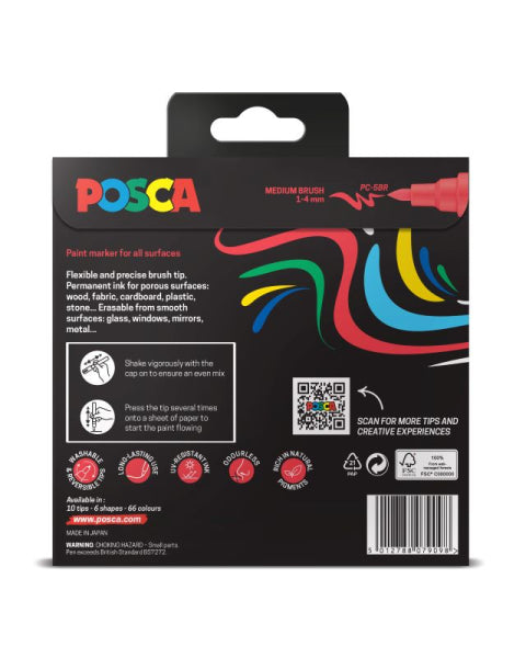 Posca paint marker packaging with colorful design on a white background