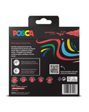 Posca paint marker packaging with colorful design on a white background