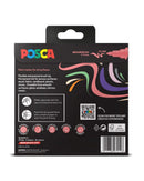 Back view of Posca paint marker packaging with colorful brush illustration and branding.