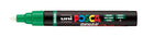 Green POSCA brush marker with colorful branding on a white background