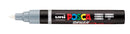 Uni Posca brush marker with black body and colorful branding on a white background