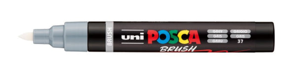 Uni Posca brush marker with black body and colorful branding on a white background