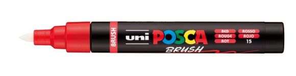 Uni Posca brush marker with red cap on a white background