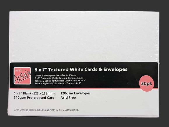 docrafts Anita's Textured White Cards & Envelops pack 5 x 7 inches x 50