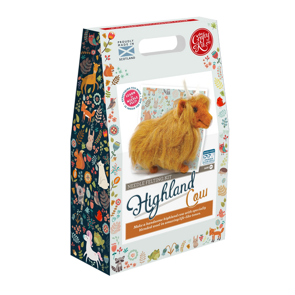 The Crafty Kit Company Highland Cow Needle Felting Craft Kit