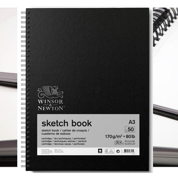 A3 Winsor & Newton Hard Backed Spiral Sketch Book 170gsm